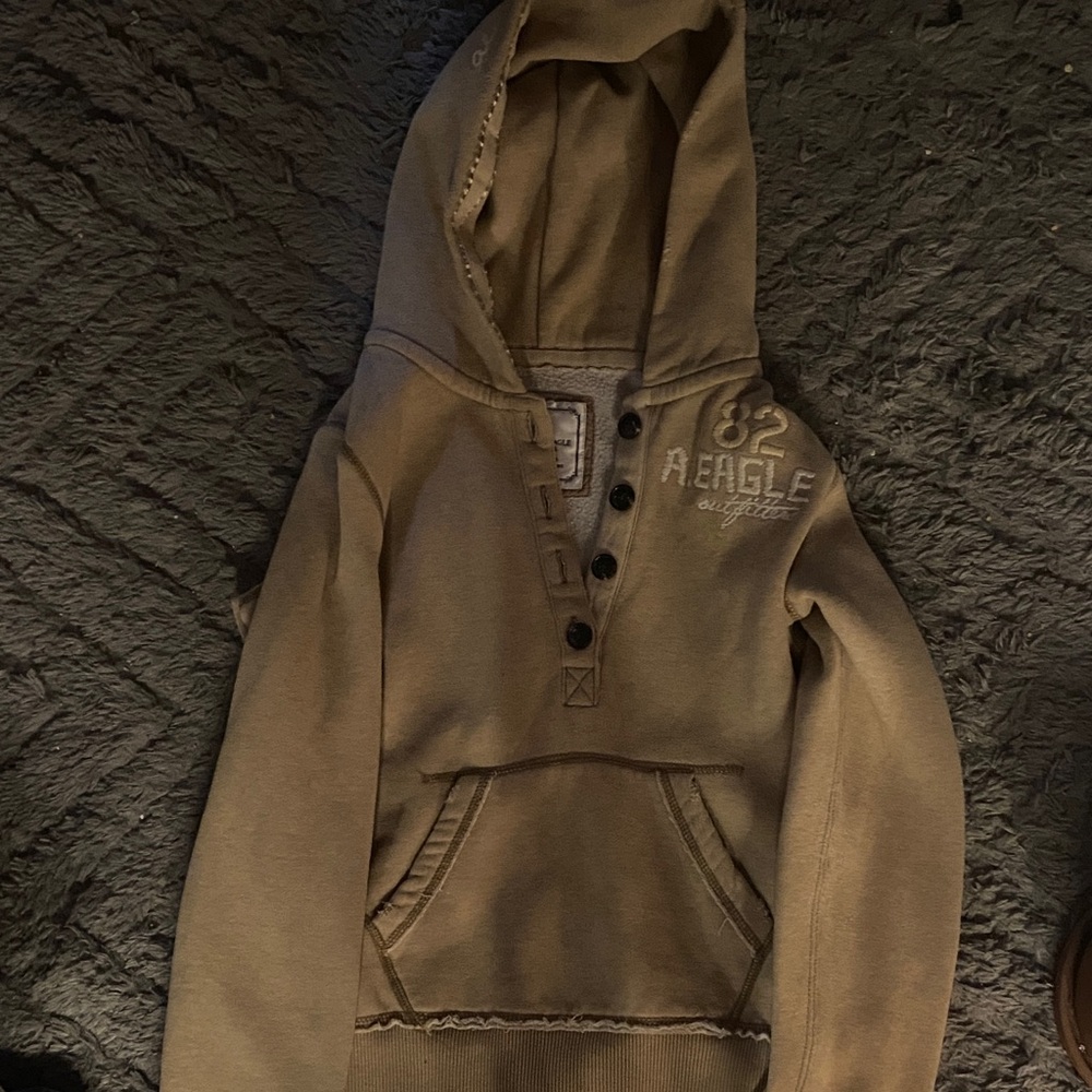 American Eagle Outfitters Tan Button-Up Hoodie